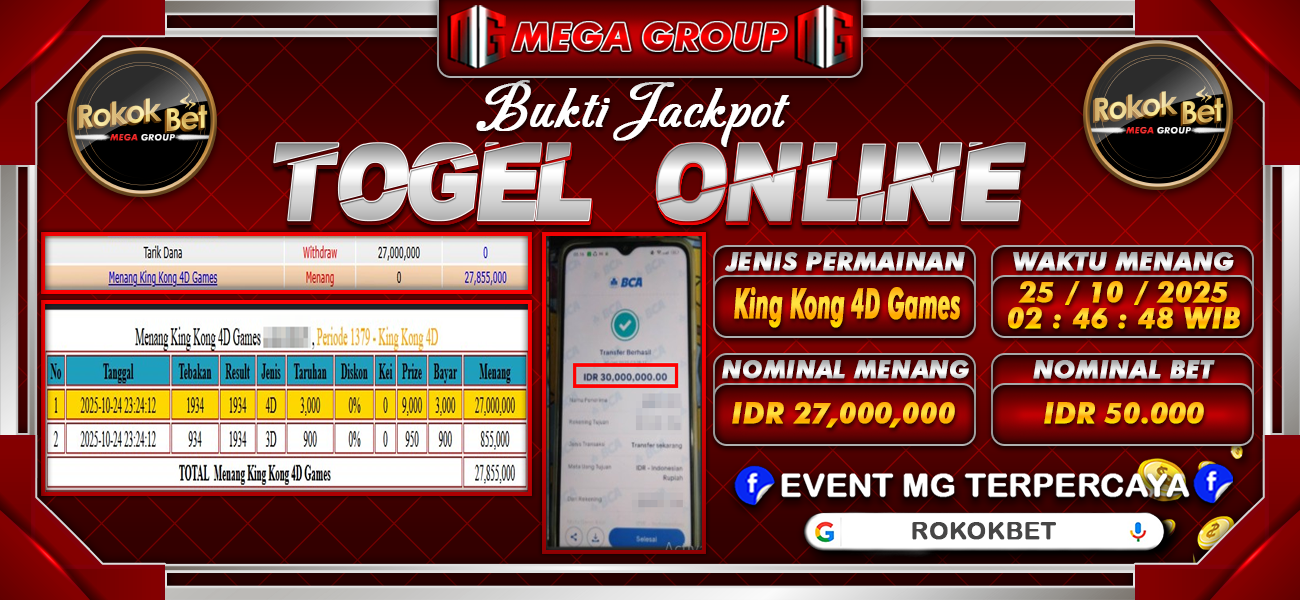 Bukti JP situs Rokokbet hari Sabtu, 25 Oktober 2025