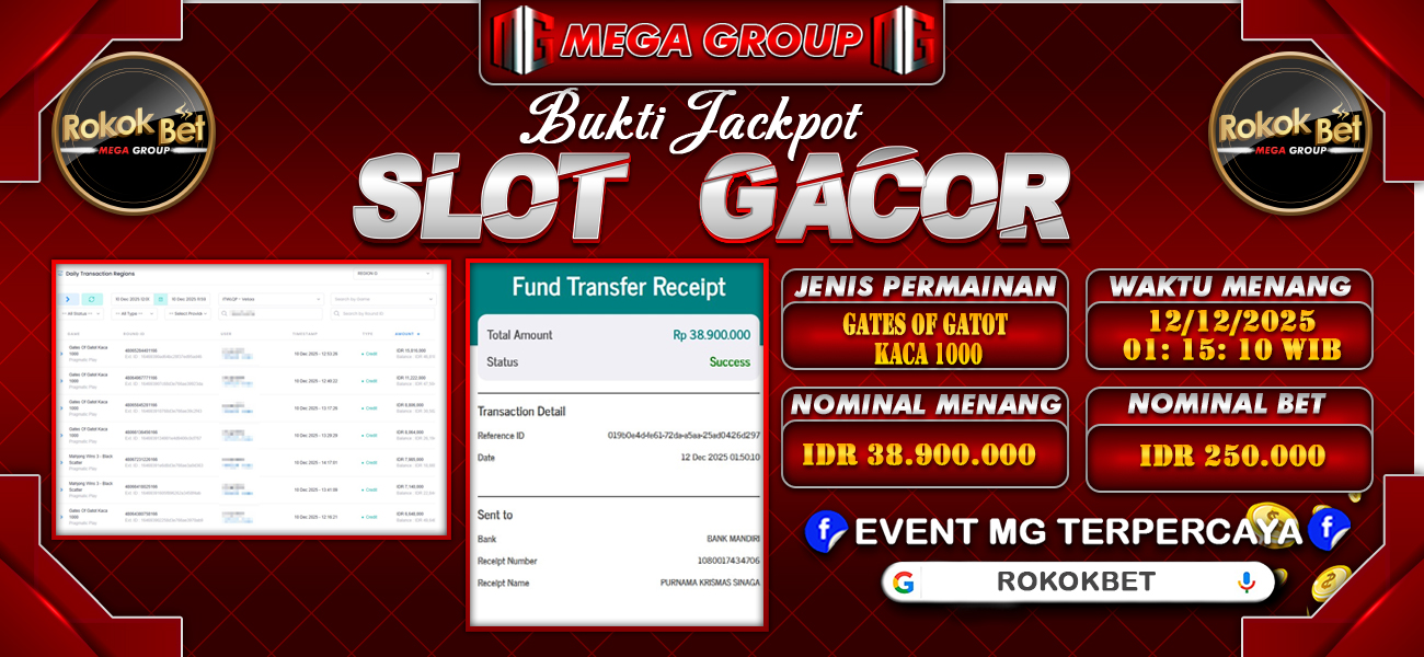 Bukti JP situs Rokokbet hari Jumat, 12 Desember 2025