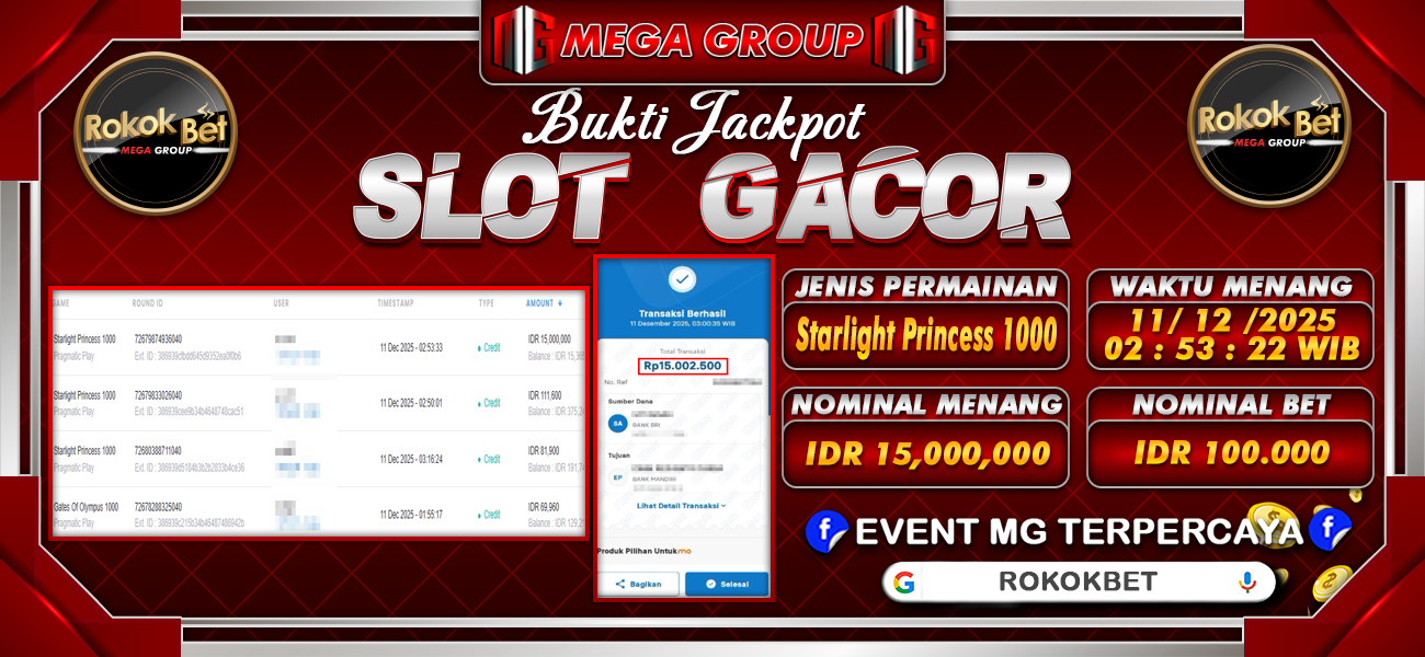 Bukti JP situs Rokokbet hari Kamis, 11 Desember 2025