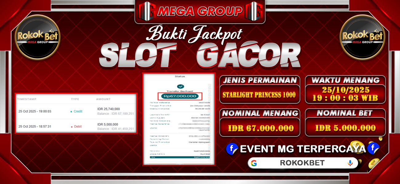 Bukti JP situs Rokokbet hari Sabtu, 25 Oktober 2025