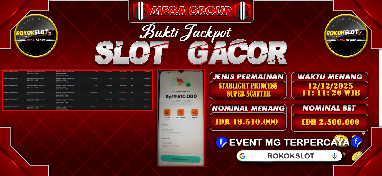 Bukti JP situs Rokokslot hari Jumat, 12 Desember 2025