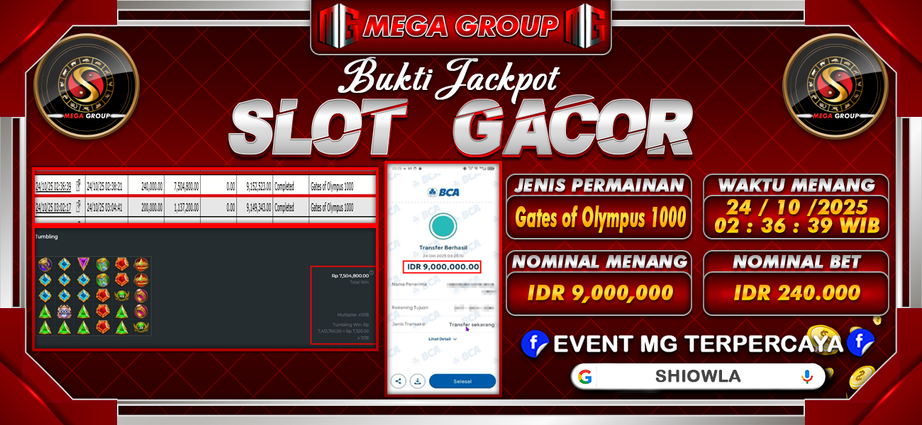 Bukti JP situs Shiowla hari Jumat, 24 Oktober 2025