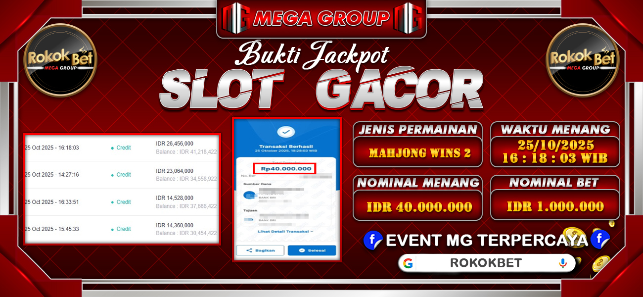 Bukti JP situs Rokokbet hari Sabtu, 25 Oktober 2025