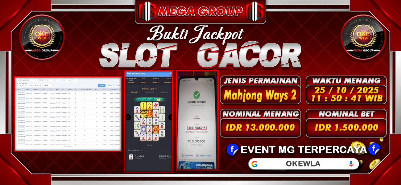 Bukti JP situs Okewla hari Sabtu, 25 Oktober 2025