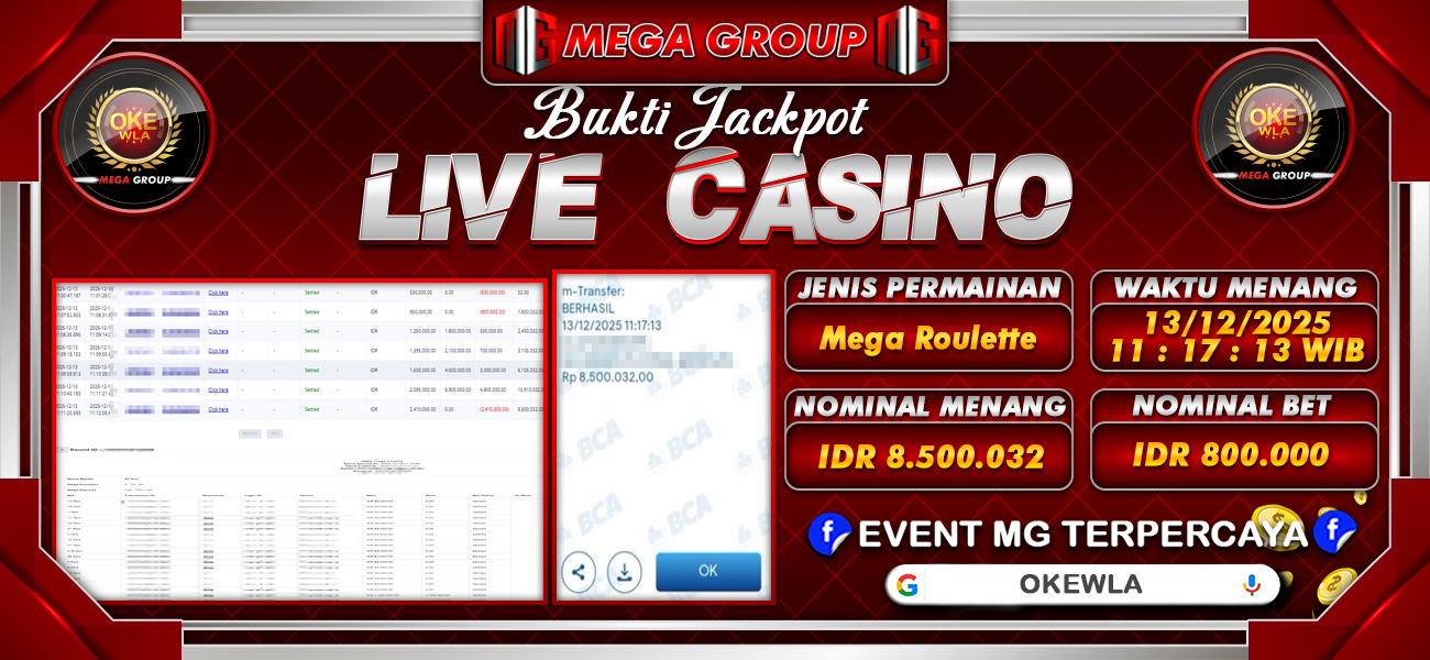 Bukti JP situs Okewla hari Sabtu, 13 Desember 2025